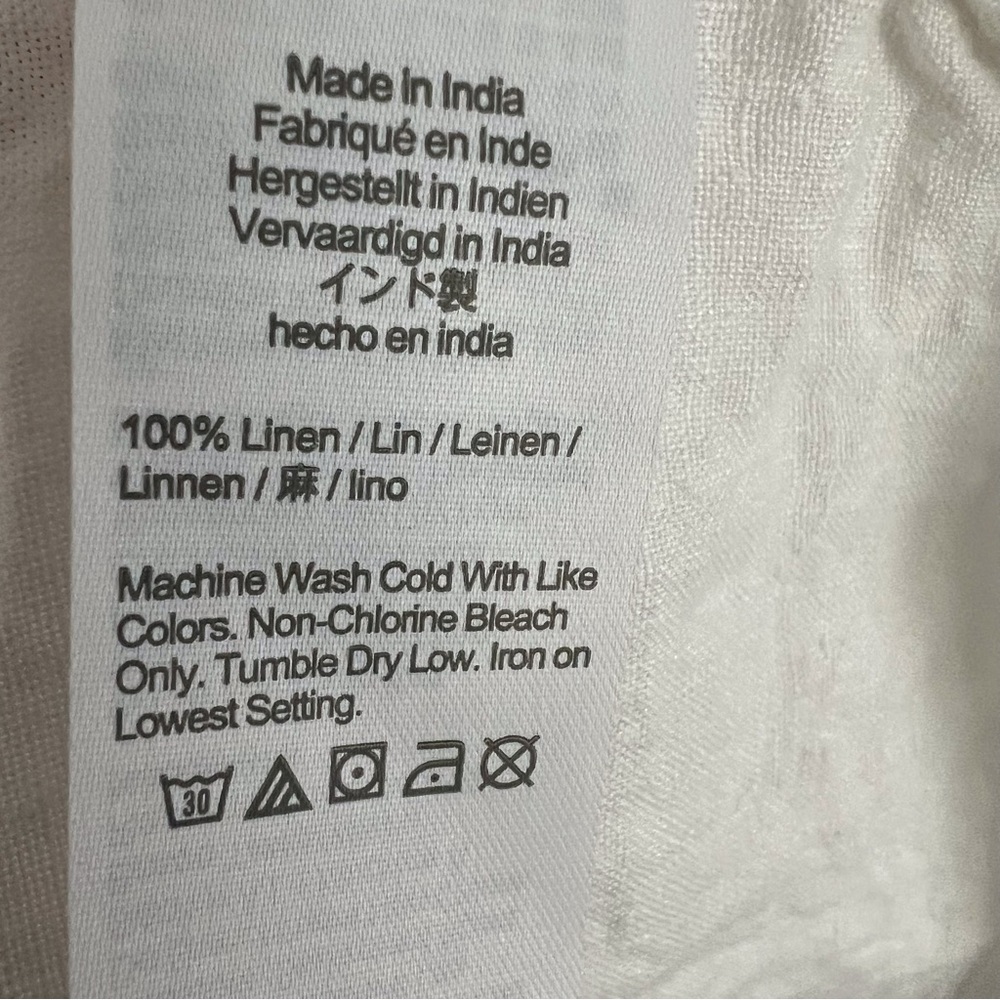 J Crew Baird McNutt White Dress Roll Sleeve Coastal Preppy Irish Linen Large - Picture 6 of 9